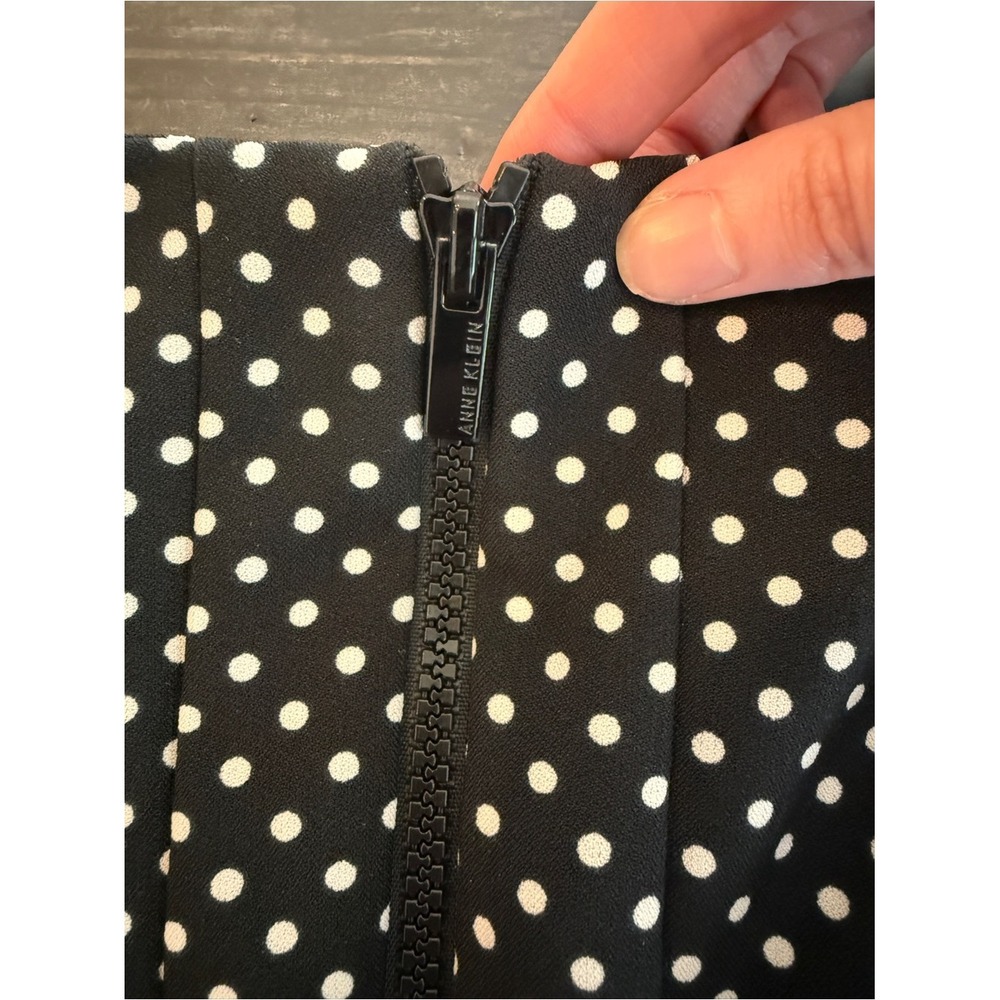 Anne Klein Black Dress with White Polka Dots Size 14W - Picture 12 of 16